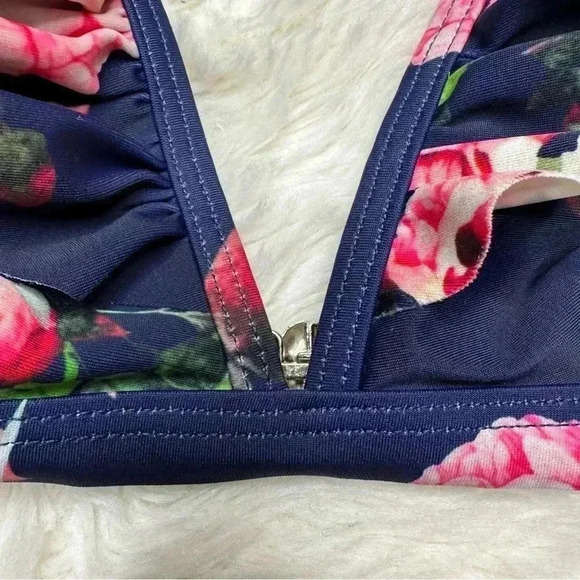 Cupshe Ruffled Bikini  Set Floral Blue / White / Pink Size Small - Picture 6 of 16